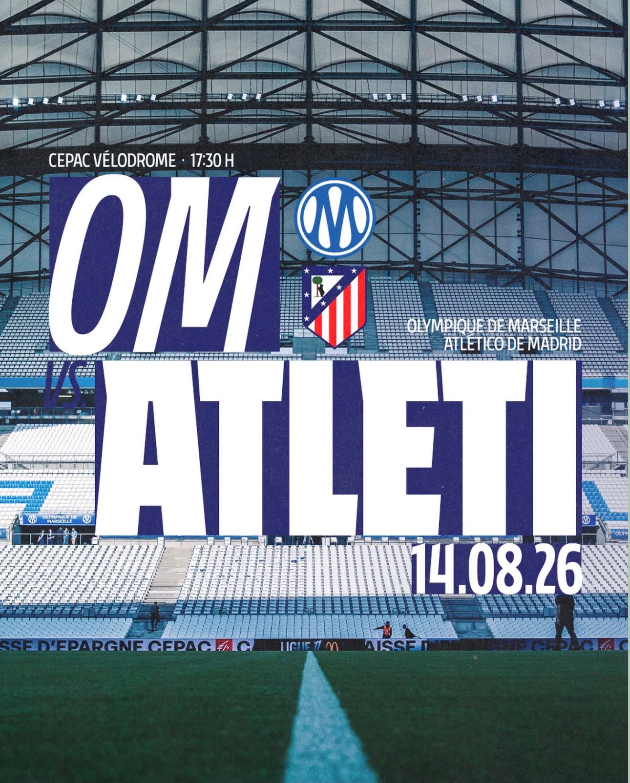Match amical au CEPAC Vélodrome OM vs Atlético de Madrid 14 août 26 à 17h30    défaite: 1-2